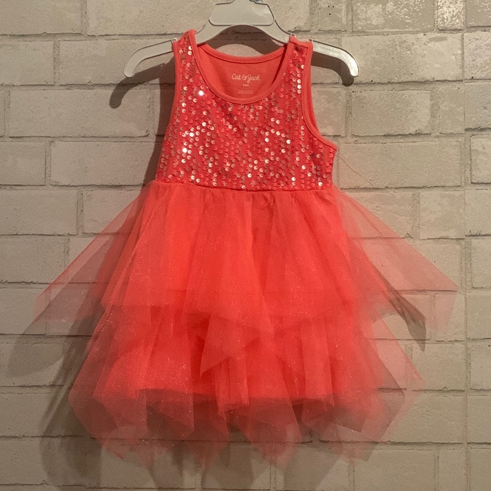 Girl’s Cat & Jack Pink Sequined Tulle Dress 18 Mth NWT
